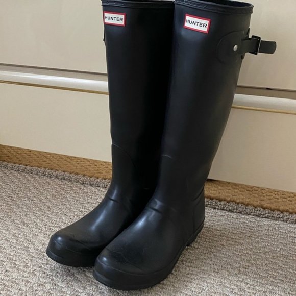 Hunter Women's Original Tall Rain Boots Black 9 - Picture 3 of 14